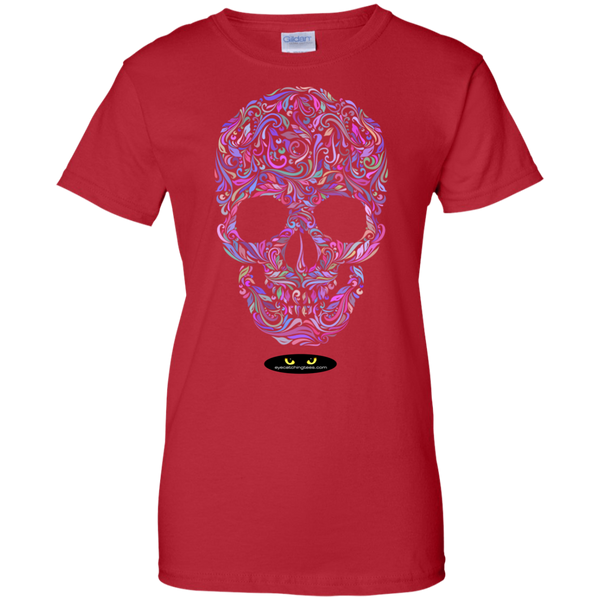 Colorful Skull - Ladies Custom 100% Cotton T-Shirt