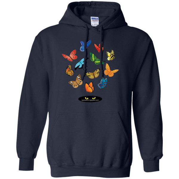 12 Butterflies Pullover Hoodie w/Pockets