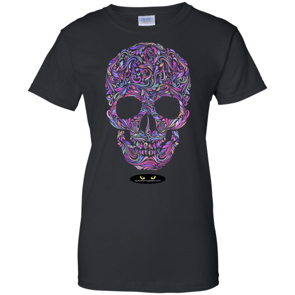 Colorful Skull - Ladies Custom 100% Cotton T-Shirt