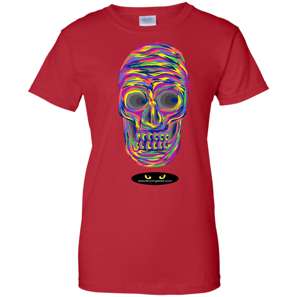 VERY Colorful Skull - Ladies Custom 100% Cotton T-Shirt