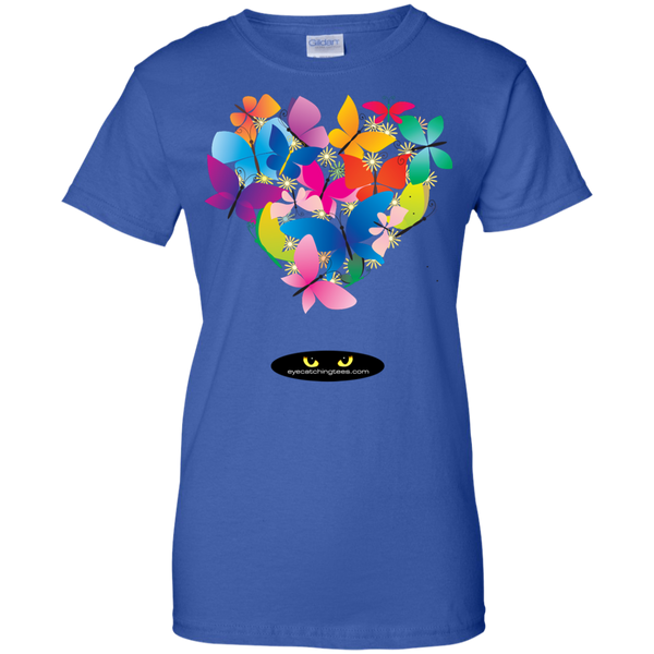 Heart Shaped Butterflies - Ladies' 100% Cotton T-Shirt