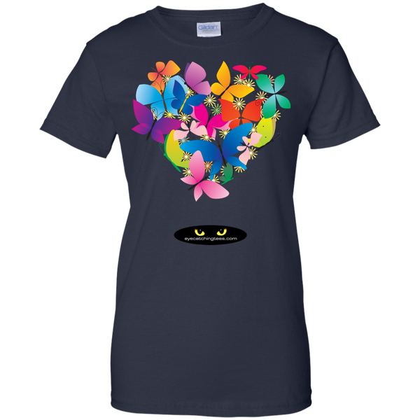 Heart Shaped Butterflies - Ladies' 100% Cotton T-Shirt