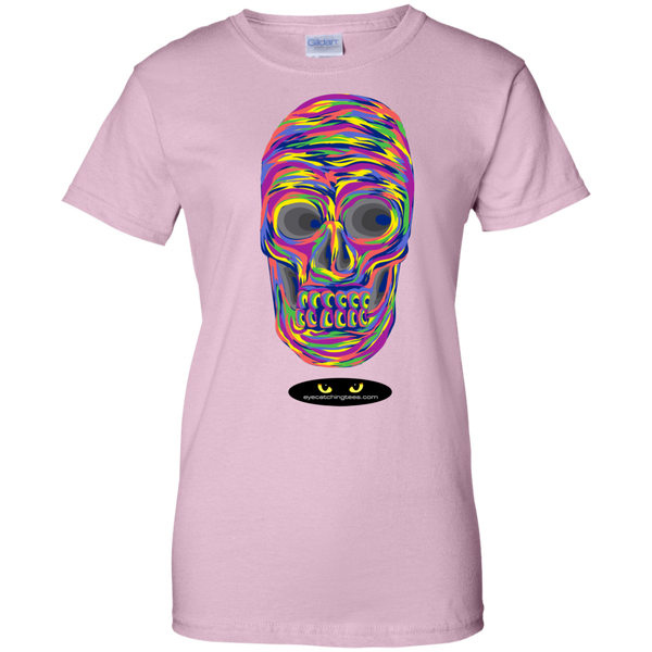 VERY Colorful Skull - Ladies Custom 100% Cotton T-Shirt