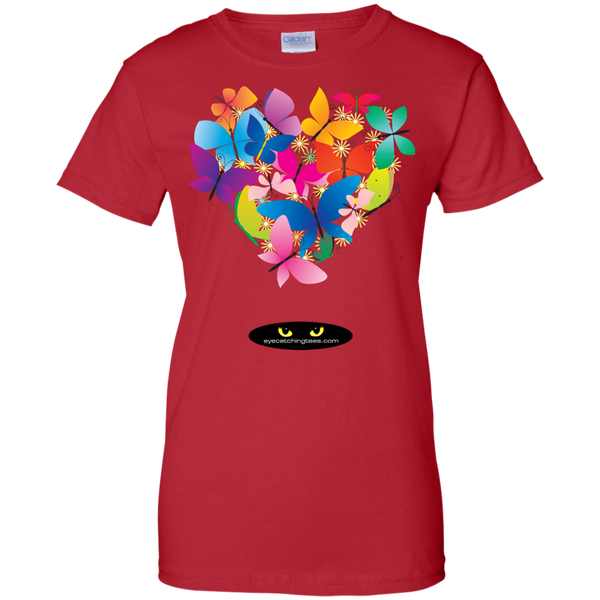 Heart Shaped Butterflies - Ladies' 100% Cotton T-Shirt