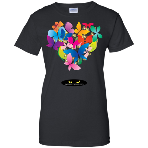 Heart Shaped Butterflies - Ladies' 100% Cotton T-Shirt