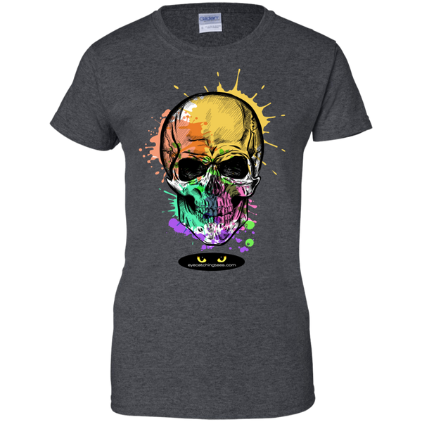 Beautiful Watercolor Skull - Ladies Custom 100% Cotton T-Shirt