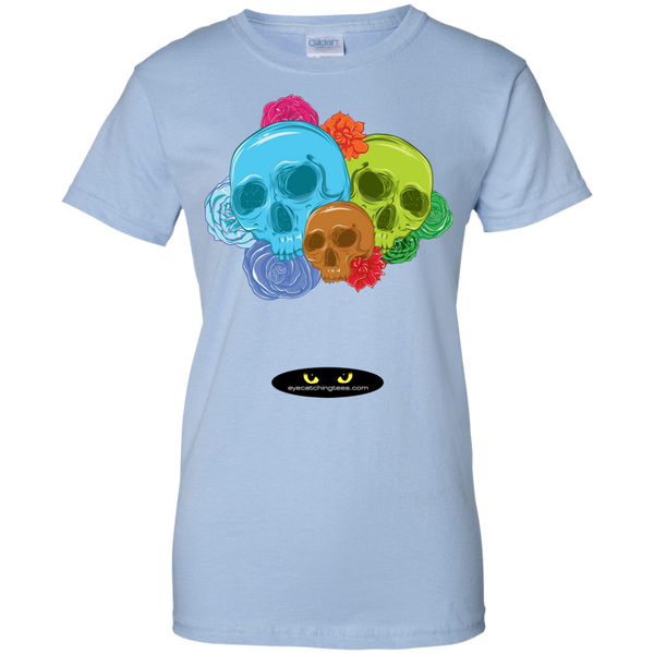 Skulls & Roses - Ladies Custom 100% Cotton T-Shirt