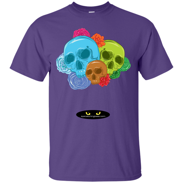 Assorted Colored Skulls with Roses - Tee