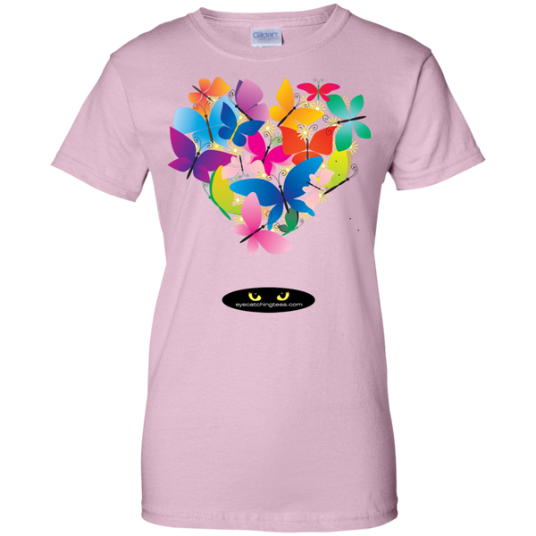 Heart Shaped Butterflies - Ladies' 100% Cotton T-Shirt