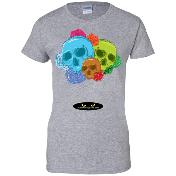 Skulls & Roses - Ladies Custom 100% Cotton T-Shirt