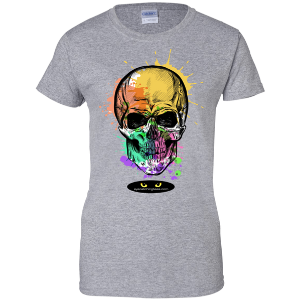 Beautiful Watercolor Skull - Ladies Custom 100% Cotton T-Shirt