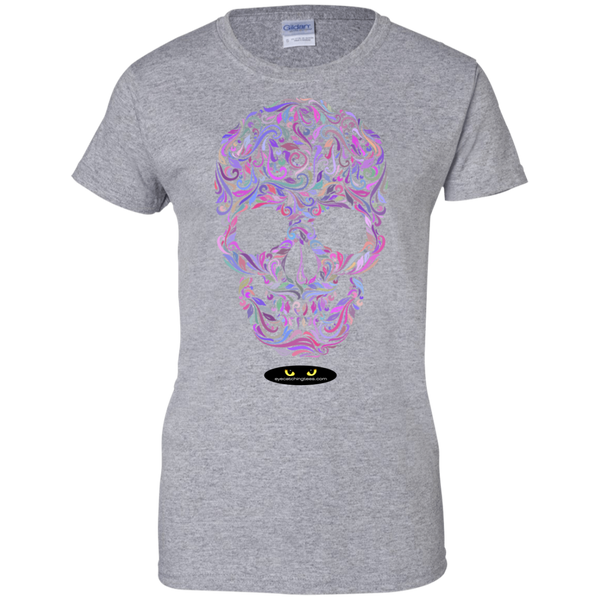 Colorful Skull - Ladies Custom 100% Cotton T-Shirt