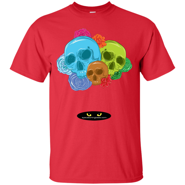 Assorted Colored Skulls with Roses - Tee