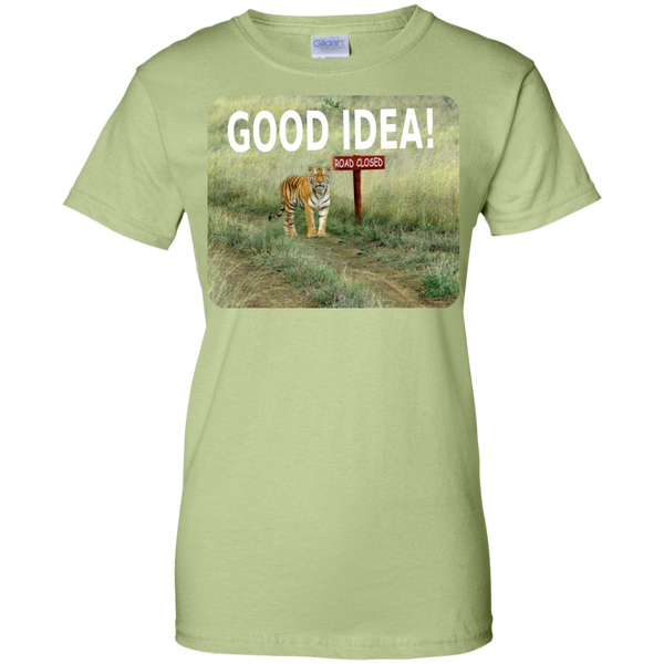 Road Closed (Tiger) - Gildan Ladies' 100% Cotton T-Shirt