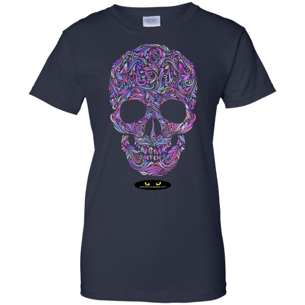 Colorful Skull - Ladies Custom 100% Cotton T-Shirt