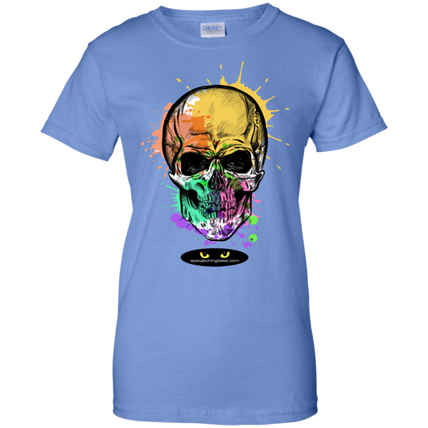 Beautiful Watercolor Skull - Ladies Custom 100% Cotton T-Shirt