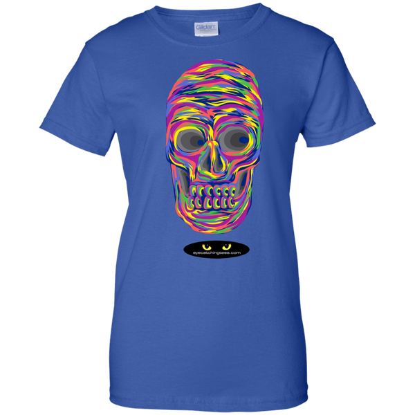 VERY Colorful Skull - Ladies Custom 100% Cotton T-Shirt