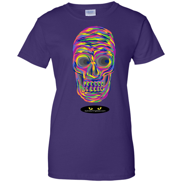 VERY Colorful Skull - Ladies Custom 100% Cotton T-Shirt