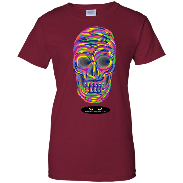 VERY Colorful Skull - Ladies Custom 100% Cotton T-Shirt