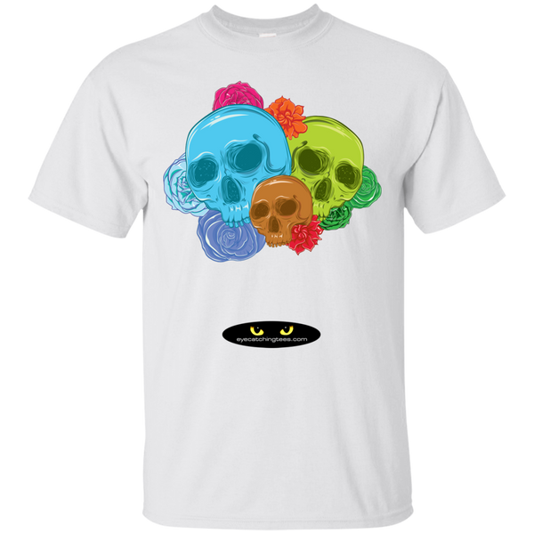 Assorted Colored Skulls with Roses - Tee