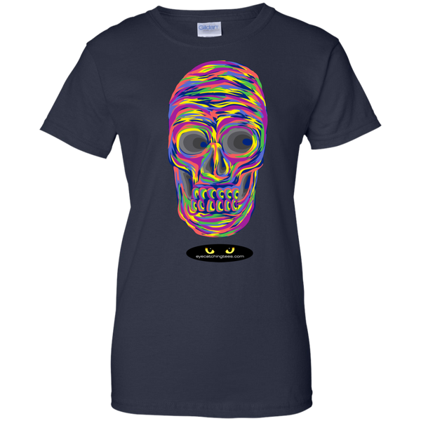 VERY Colorful Skull - Ladies Custom 100% Cotton T-Shirt