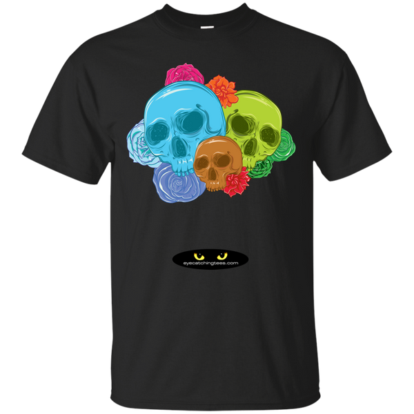 Assorted Colored Skulls with Roses - Tee