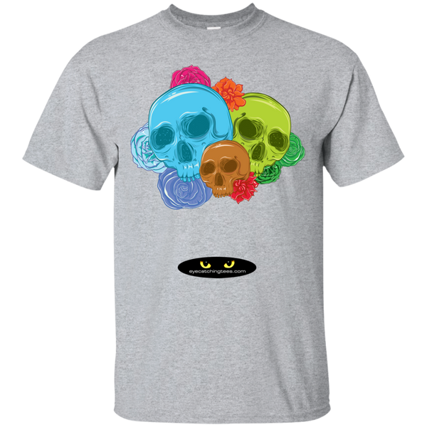 Assorted Colored Skulls with Roses - Tee